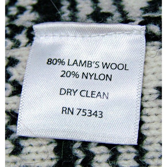 CAMBRIDGE Dry Goods LambsWool Cardigan Open Front Sweater Reindeer Black White M - Picture 6 of 10